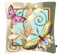Vervaco Kit coussin au point de croix Papillons déco,Blanc,40 x 40 x 0,3 cm PN-0154959