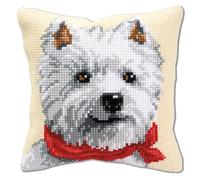 Vervaco Cross Stitch Cushion Kit House Decorating A DOG DIY Art & Craft Embroidery Tapestry Kit Creative Activities Art Project For Adults ca.40x40 cm Gift Set