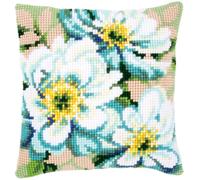 Vervaco Cross Stitch Cushion Kit House Decorating JAPANESE ANEMONES DIY Art & Craft Embroidery Tapestry Kit Creative Activities Art Project For Adults ca.40x40 cm Gift Set