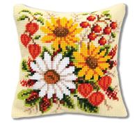 Vervaco, Kit Coussin Point De Croix, Assortiment De Fleurs, Multi-Couleurs
