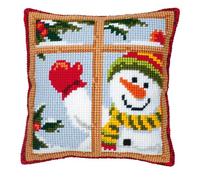 Vervaco, Kit Coussin Point De Croix, Bonhomme De Neige Regardant Par La Fenêtre, Multi-Couleurs