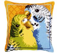 Vervaco Cross Stitch Cushion Kit House Decorating PARAKEETS DIY Art & Craft Embroidery Tapestry Kit Creative Activities Art Project For Adults ca.40x40 cm Gift Set