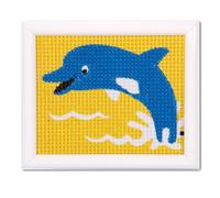 Vervaco Kit Creatif Enfant Point De Croix Kit Complet Motif Broderie A DOLPHIN Debutant Deco Activité Manuelle Enfant Cadeau DIY Kit Artiste Kids Crafts Cross Stitch ca. 16 x 12,5 cm