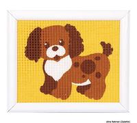 Vervaco – Kit créatif point de croix enfant « A LITTLE DOG » – Kit complet débutant, 16 x 12,5 cm