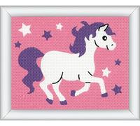 Vervaco Kit Creatif Enfant Point De Croix Kit Complet Motif Broderie A LITTLE HORSE Debutant Deco Activité Manuelle Enfant Cadeau DIY Kit Artiste Kids Crafts Cross Stitch ca. 16 x 12,5 cm