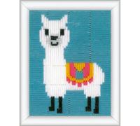 Vervaco – Kit créatif point de croix enfant – Motif lama – Kit complet débutant – 12,5 x 16 cm