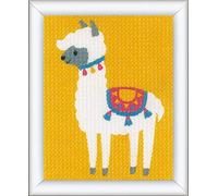 Vervaco Kit Creatif Enfant Point De Croix Kit Complet Motif Broderie LITTLE LLAMA Debutant Deco Activité Manuelle Enfant Cadeau DIY Kit Artiste Kids Crafts Cross Stitch ca. 12,5 x 16 cm