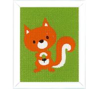 Vervaco Kit Creatif Enfant Point De Croix Kit Complet Motif Broderie SQUIRREL Debutant Deco Activité Manuelle Enfant Cadeau DIY Kit Artiste Kids Crafts Cross Stitch ca. 12,5 x 16 cm