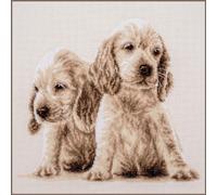 Vervaco Kit de broderie au point de croix "2 chiots", motif à compter, 30x26cm