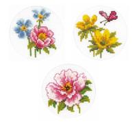 Vervaco Kit de Broderie au Point de Croix compté Motif Flower Cards Kit, Lot de 3 Cadres texturés Multicolore