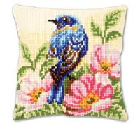 Vervaco Cross Stitch Cushion Kit House Decorating BIRD ON ROSEBUSH DIY Art & Craft Embroidery Tapestry Kit Creative Activities Art Project For Adults ca.40x40 cm Gift Set