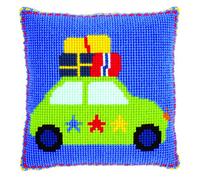 Vervaco Kit de broderie au point de croix pour housse de coussin Motif voyage en voiture