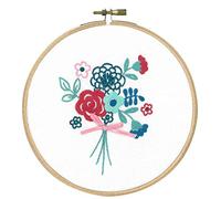 Vervaco Kit de Broderie avec Anneau: Fleurs Modernes