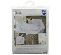 Vervaco Kit de Broderie: Chemin de Table: Fleurs Roses et Bleues