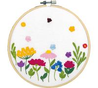 VERVACO Kit De Broderie Complet Avec Tambour Broderie FLEURS D’ÉTÉDESIGN DIY Art Creatif Adulte Décoration Murale ca. 18 x 18 cm Kit De Démarrage Pour Débutant Et Fils à Broder Deco Activité Manuelle