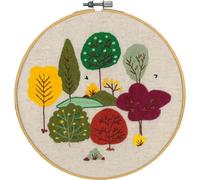 VERVACO Kit De Broderie Complet Avec Tambour Broderie Forêt d'automne DIY Art Creatif Adulte Décoration Murale 20 x 20 cm Kit De Démarrage Pour Débutant Et Fils à Broder Deco Activité Manuelle