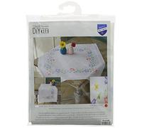Vervaco Kit de Broderie, Nappe, Fleurs Roses et Bleues