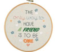 VERVACO Kit De Broderie Tableau Complet Set Avec Tambour SOIS UN AMI ca. 20 x 20 cm De Broderie Loisir Créatif Maison Decoration Cadeau DIY Embroidery