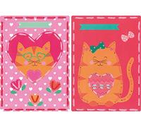 Vervaco Kit de Cartes de Broderie, Chat avec Coeurs, Lot de 2