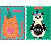 Vervaco Kit de Cartes de Broderie, Chat et Panda, Lot de 2