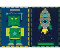 Vervaco Kit de Cartes de Broderie, Robot et fusée, Lot de 2
