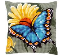 Vervaco Kit de Coussin au Point de Croix, Papillon et Fleur Jaune, 40 x 40 cm or 16 x 16 in