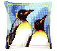 Vervaco Kit de Coussin au Point de Croix, Pingouins royaux, 40 x 40 cm Or 16 x 16 in, Blanc