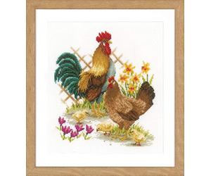 Vervaco Kit de Point de Croix compté, Famille de Poulet