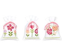 Vervaco Kit de Point de Croix compté: Sac Pot-pourri: Fleurs Amusantes (Lot de 3)