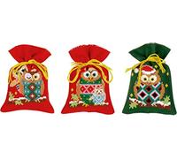 Vervaco Kit de Point de Croix compté: Sac Pot-Pourri: Hiboux de Noël: Lot de 3