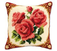 Vervaco Kit De Point De Croix: Coussin: Roses Rouges