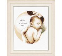 VERVACO Point De Croix Compté Kit DIY Cadeau Bebe Naissance Personnalisé MAMAN ET BÉBÉ Tableau Complet Kit De Broderie Loisir Créatif Maison Décoration ca. 26 x 26 cm Cross Stitch