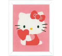 Vervaco Kit de Tapisserie, Hello Kitty, avec Coeur, 12.5 x 16 cm, Blanc