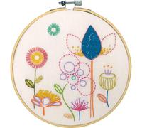 VERVACO Kit Housse De Coussin à Broder FLEURS ÉLÉGANTES Kit Broderie Pré-imprimé Pour Coussin Avec Fermeture Éclair DIY 18 x 18 cm Set Loisir Créatif Deco Activité Manuelle Adulte Embroidery