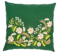 VERVACO Kit Housse De Coussin à Broder FLORAL BLANC Kit Broderie Pré-imprimé Pour Coussin Avec Fermeture Éclair DIY ca. 40 x 40 cm Set Loisir Créatif Deco Activité Manuelle Adulte Embroidery