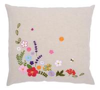 VERVACO Kit Housse De Coussin à Broder MONDE COLORÉ DE FLEURS Kit Broderie Pré-imprimé Pour Coussin Avec Fermeture Éclair DIY ca. 40 x 40 cm Set Loisir Créatif Deco Activité Manuelle Adulte Embroidery