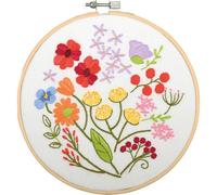 VERVACO Kit Housse De Coussin à Broder SYMPHONIE FLORALE Kit Broderie Pré-imprimé Pour Coussin Avec Fermeture Éclair DIY 18 x 18 cm Set Loisir Créatif Deco Activité Manuelle Adulte Embroidery