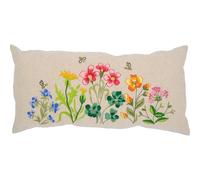 VERVACO Kit Housse De Coussin Point De Croix Estampé FLEURS Kit Broderie Pré-imprimé Pour Coussin Avec Fermeture Éclair DIY 50 x 25 cm Set Loisir Créatif Deco Activité Manuelle Adulte Embroidery