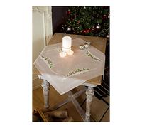 Vervaco Kit Nappe Village Hivernal dans la Neige , Blanc , 80 x 80 x 0,3 cm