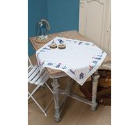 Vervaco Kit Point de Croix compté, Nappe, Design Maritime Blanc PN-0147141 80 x 80 cm