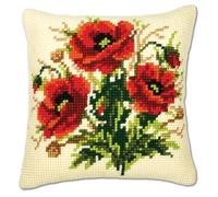 Vervaco Kit coussin point de croix Coquelicots, env. 40 x 40 cm