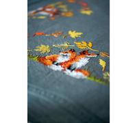 VERVACO Kit Point De Croix Pré-Imprimé Nappe RENARDS EN AUTOMNE Broderie Kit Complet Adulte Loisir Créatif Maison Decoration Manuelle Table Cadeou DIYca. 80 x 80 cm Cross Stitch Embroidery