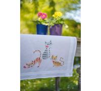 VERVACO Kit Point De Croix Pré-Imprimé Chemin De Table CHATS RAYÉS Broderie Kit Complet Adulte Loisir Créatif Maison Decoration Manuelle Table Cadeou DIY ca. 40 x 100 cm Cross Stitch Embroidery