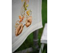 VERVACO Kit Point De Croix Pré-Imprimé Chemin De Table HÉRISSONS & FEUILLES D'AUTOMNE Broderie Kit Complet Adulte Loisir Créatif Maison Decoration Manuelle Table Cadeou DIY 40 x 100 cm Cross Stitch
