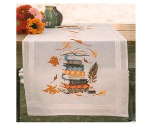 VERVACO Kit Point De Croix Pré-Imprimé Chemin De Table Lecture d'automne Broderie Kit Complet Adulte Loisir Créatif Maison Decoration Manuelle Table Cadeou DIY 40 x 100 cm Cross Stitch Embroidery
