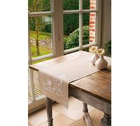 Vervaco Kit Point De Croix Pré-Imprimé Chemin De Table LES OISEAUX BLANCS Broderie Kit Complet Adulte Loisir Créatif Maison Decoration Manuelle Table Cadeou DIY ca. 40 x 100 cm Cross Stitch Embroidery