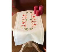 VERVACO Point De Croix Pré-Imprimé Chemin NOËL Broderie Kit Complet Adulte Loisir Créatif Maison Decoration Manuelle Table Cadeou DIY ca. 40 x 100 cm Cross Stitch Embroidery, Coton, Multicolore