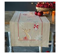 VERVACO Kit Point De Croix Pré-Imprimé Chemin De Table RENNES DANS L'ESPRIT DE NOËL Broderie Kit Complet Adulte Loisir Créatif Maison Decoration Manuelle Table Cadeou DIY 40 x 100 cm Cross Stitch