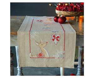 VERVACO Kit Point De Croix Pré-Imprimé Chemin De Table RENNES DANS L'ESPRIT DE NOËL Broderie Kit Complet Adulte Loisir Créatif Maison Decoration Manuelle Table Cadeou DIY 40 x 100 cm Cross Stitch