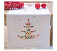 VERVACO Kit Point De Croix Pré-Imprimé Chemin De Table SAPIN DÉCORÉ Broderie Kit Complet Adulte Loisir Créatif Maison Decoration Manuelle Table Cadeou DIY ca. 40 x 100 cm Cross Stitch Embroidery
